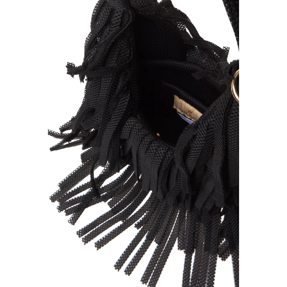 La Milanesa Gefranjerde Neopreen Schoudertas Black Dames