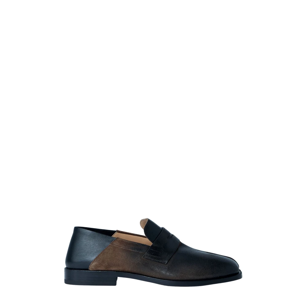 Maison Margiela Men's Black Loafers, 7 Uk, Tabi Gradient Leather Loafers