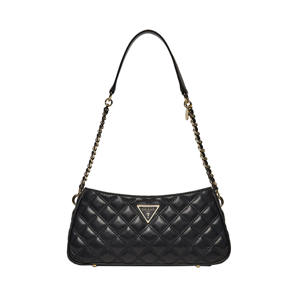 Guess Elegante zwarte schoudertas met gouden details Black Dames
