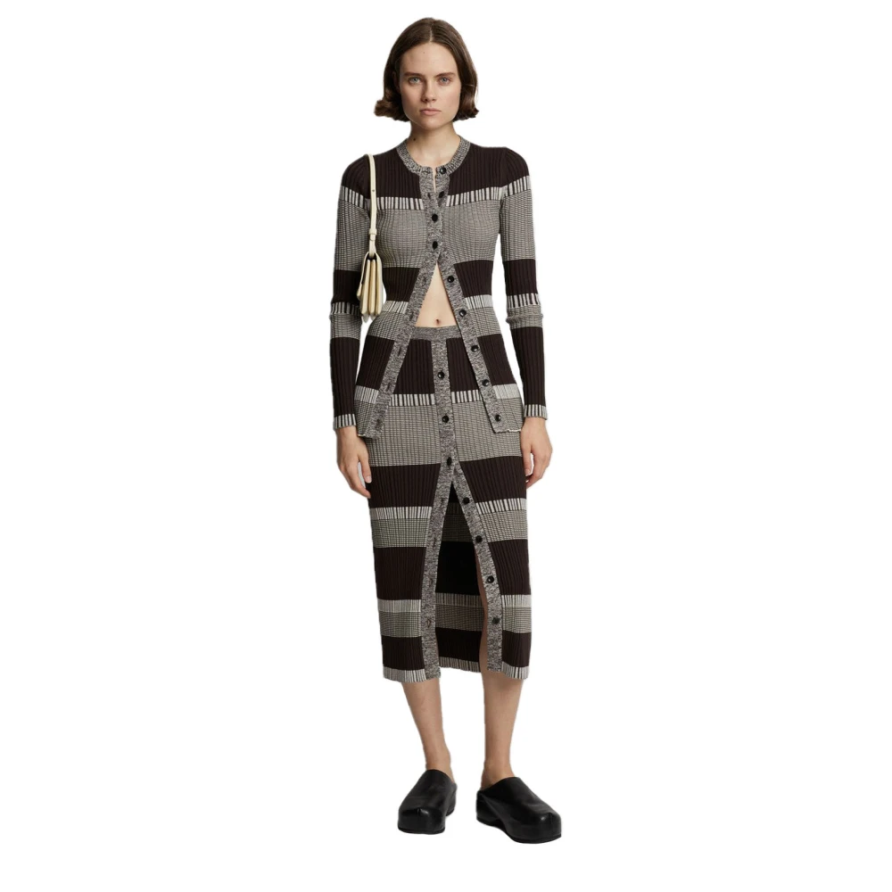Proenza Schouler Gestreepte Front-Button Midi Rok Multicolor Dames