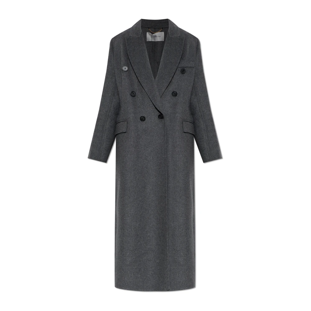Victoria Beckham , Double-Breasted Coats, Female, Gray, 2XS, Double-Breasted Coat With Single Vent