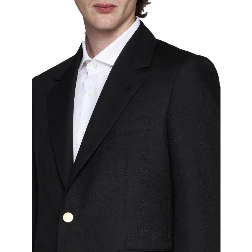 Tagliatore Zwarte Jassen met Reverskraag Black Heren