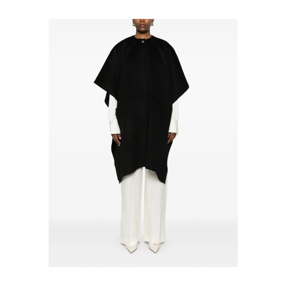 TotêMe Zwarte Oversized Wollen Jas met Afneembare Sjaal Black Dames