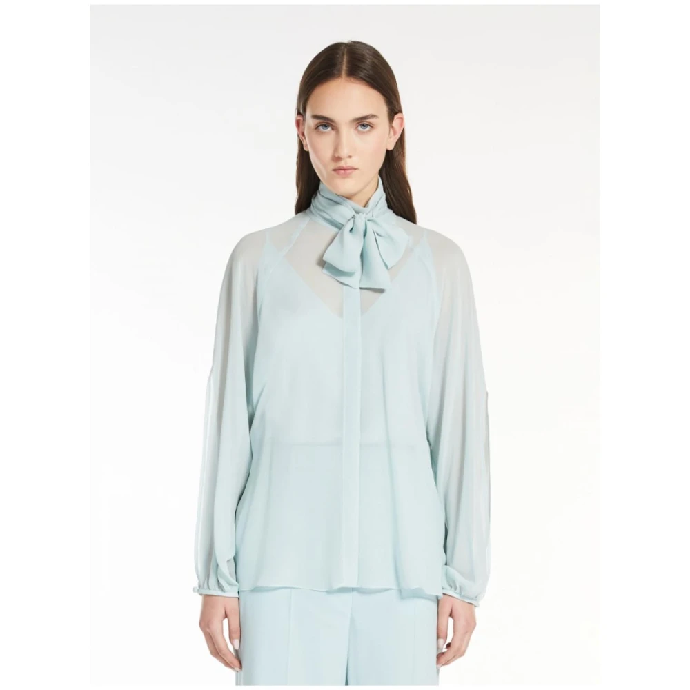 Max Mara Elegante Zijden Blouse Blue Dames