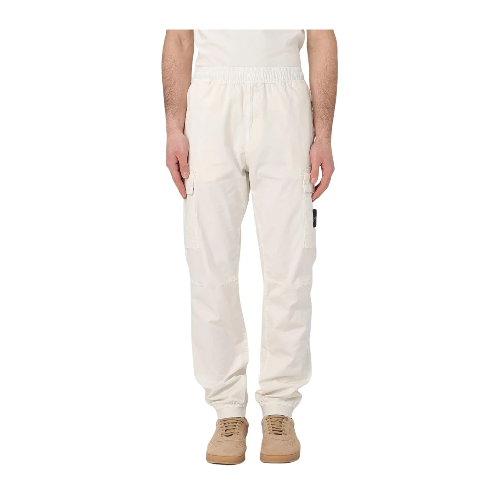 Stone Island Men's Beige Slim-Fit Trousers,, Relaxed Fit Cargo Trousers Ivory W29