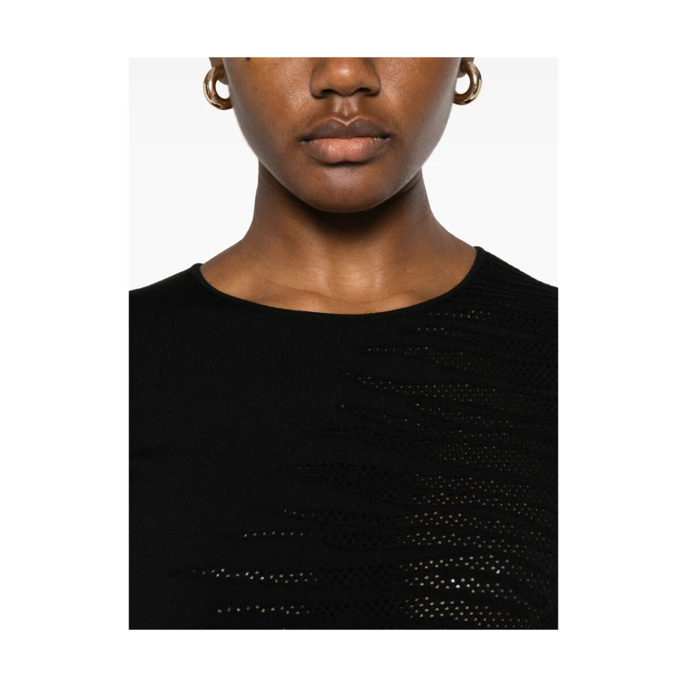 Roberto Cavalli Crew Neck Jurk met Korte Mouwen Black Dames