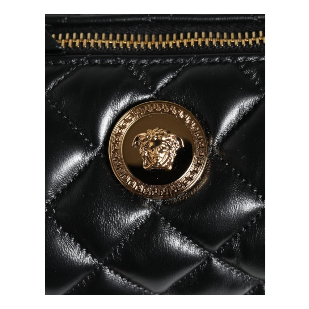 Versace Gewatteerde leren crossbody schoudertas Black Dames