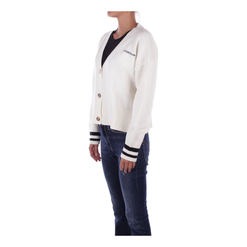 Guess Witte Cardigan met Logo-knoopsluiting White Dames