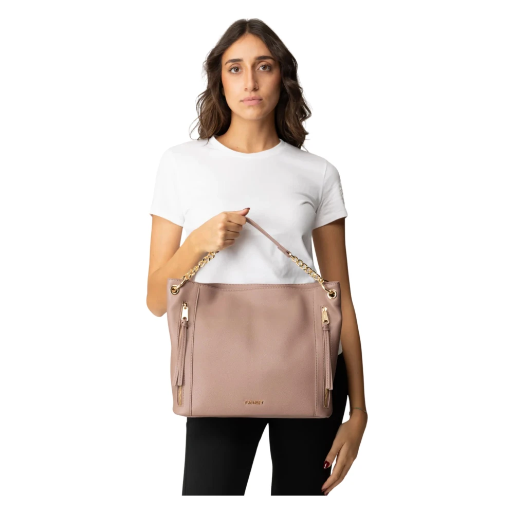 Twinset Roze Shopper Tas met Geborduurd Patroon Pink Dames