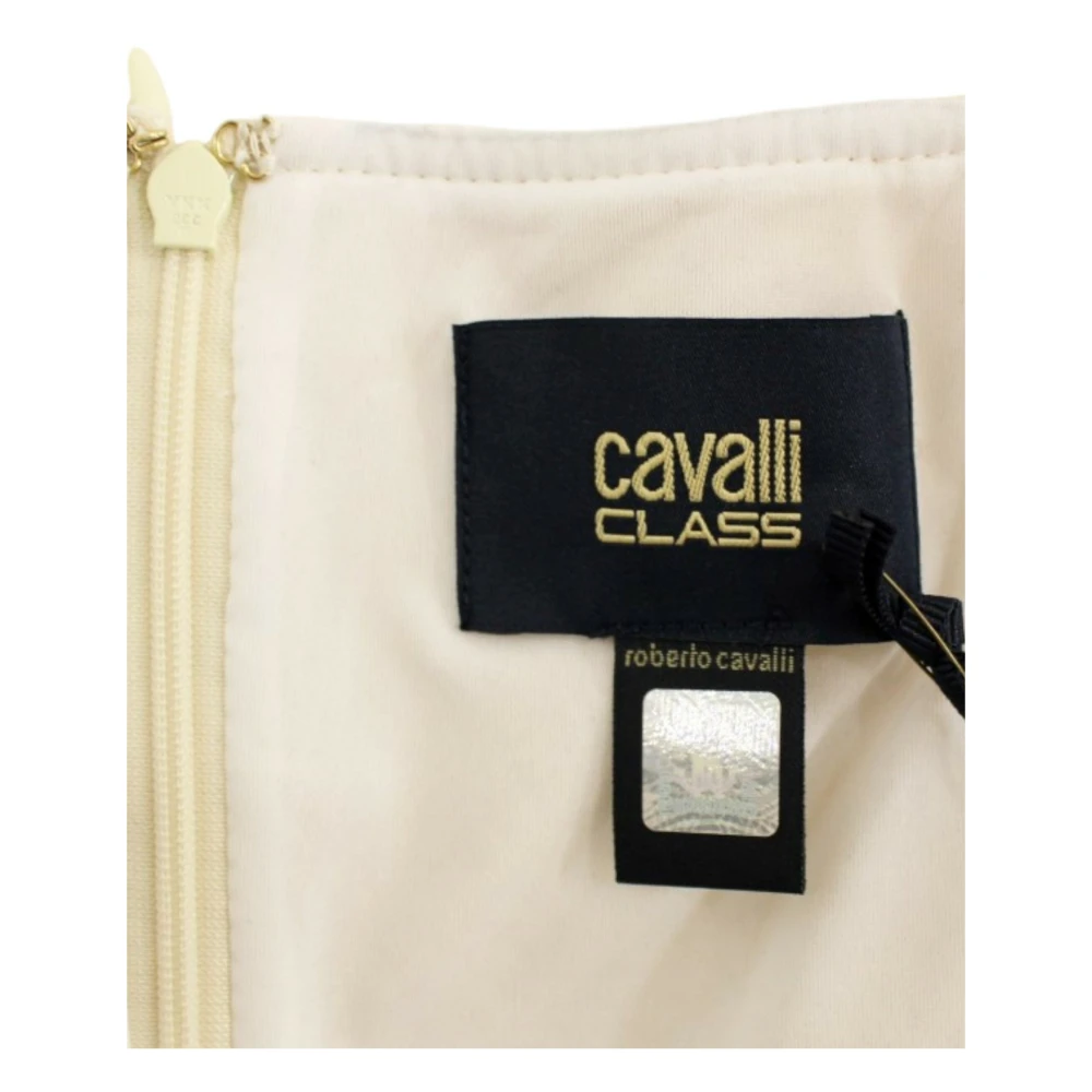 Roberto Cavalli Elegante Kanten Etuijurk in Zwart en Beige Black Dames