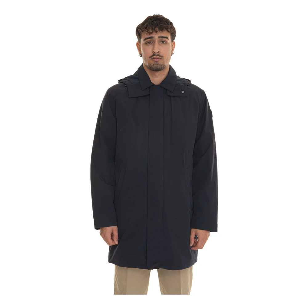 Gant Lange Effen Jas met Afneembare Capuchon Blue Heren