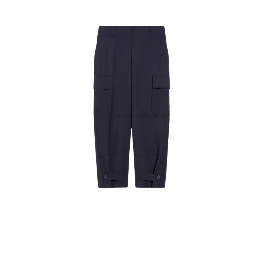 Max Mara Weekend Stretch gabardine byxor Blue, Dam