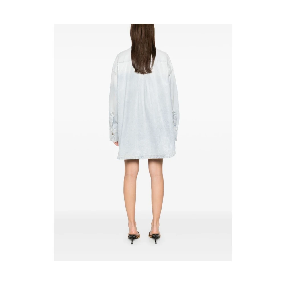 The Attico Lichtblauwe knoopsluiting bovenkleding met logo Blue Dames