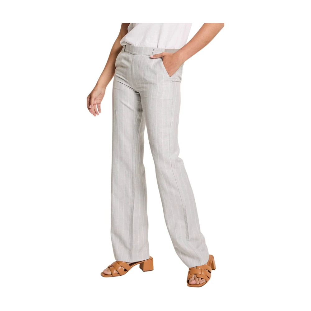 Parami Luxe Pinstripes Elastische Shorts Gray Dames