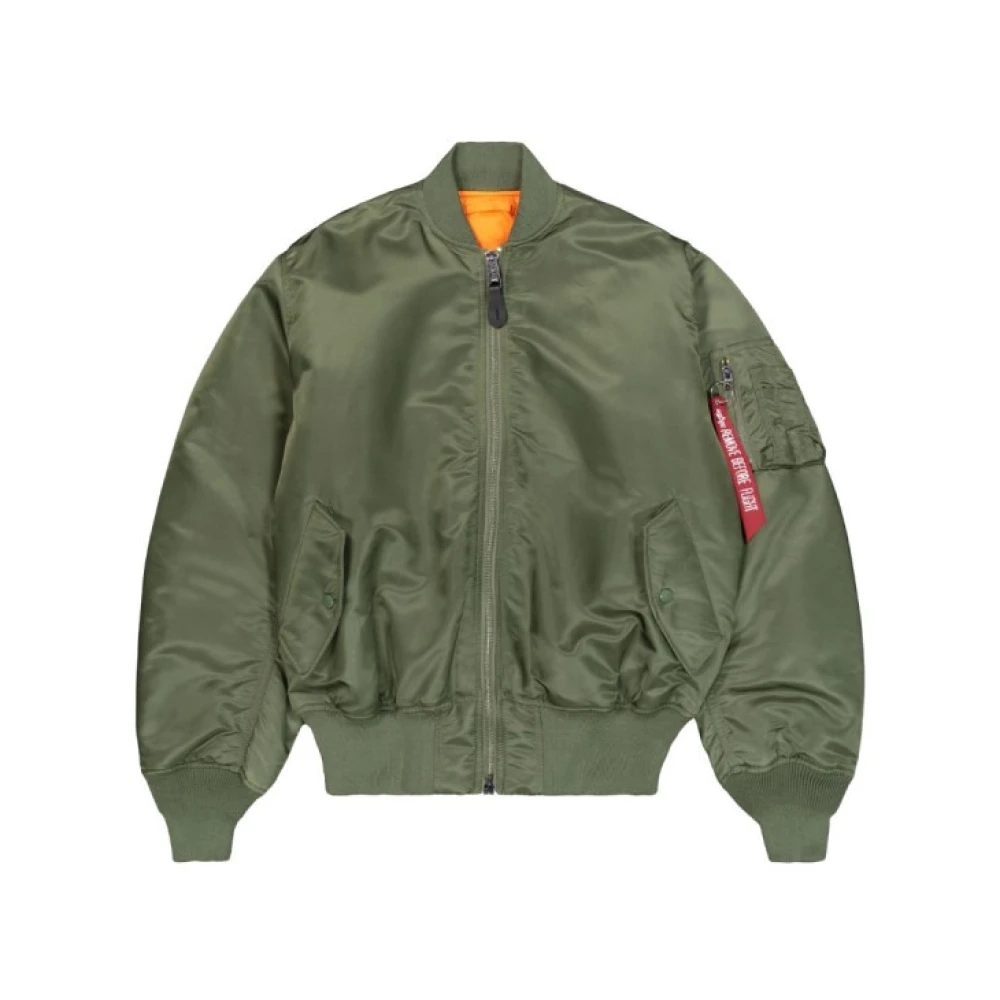 alpha industries Groene Bomberjack met Geribbelde Details Green Heren