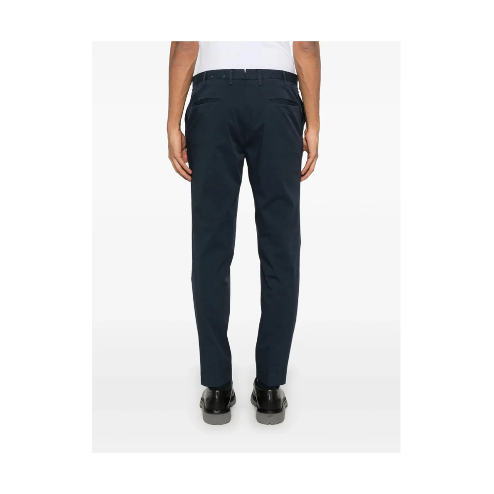 Incotex Navy Blue Front Button Pants Blue Heren