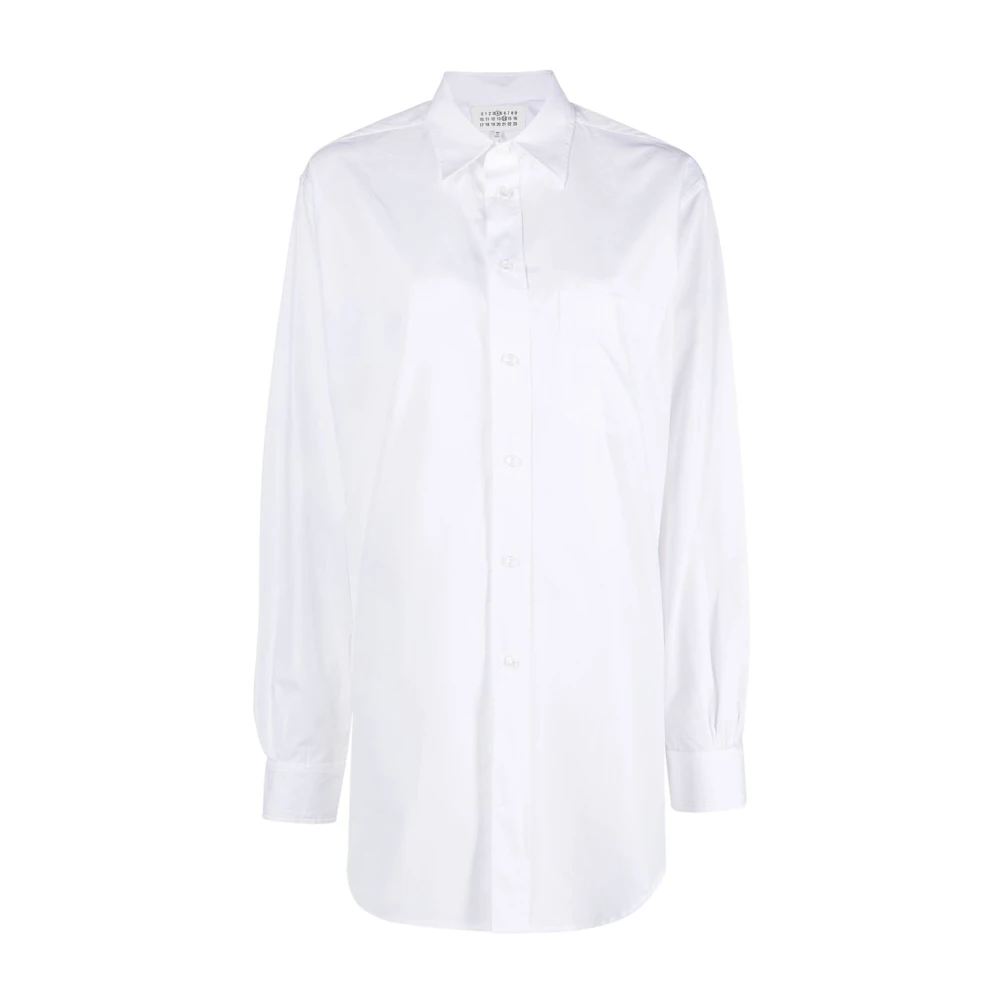 Maison Margiela Women's White Shirts, M, Cotton Poplin Shirt
