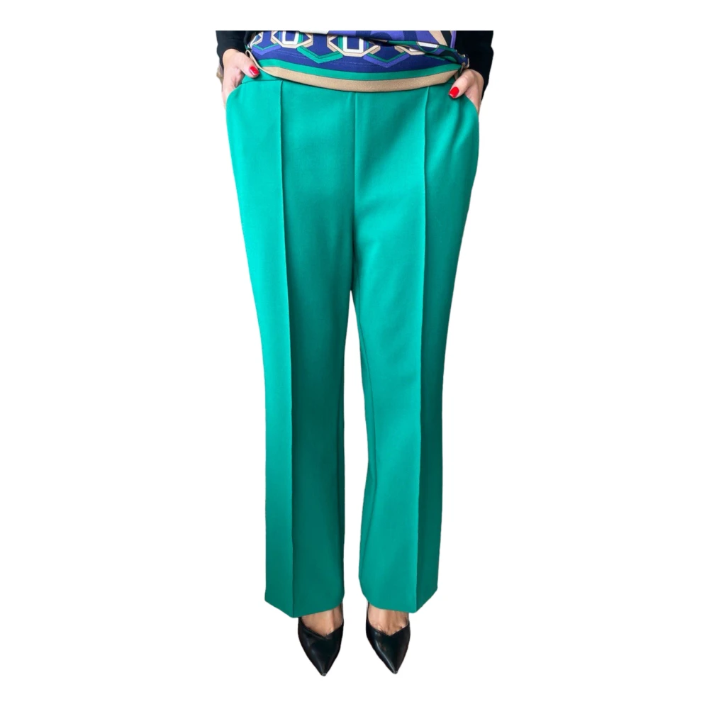 Clips Milano Geplooide Broek Green Dames