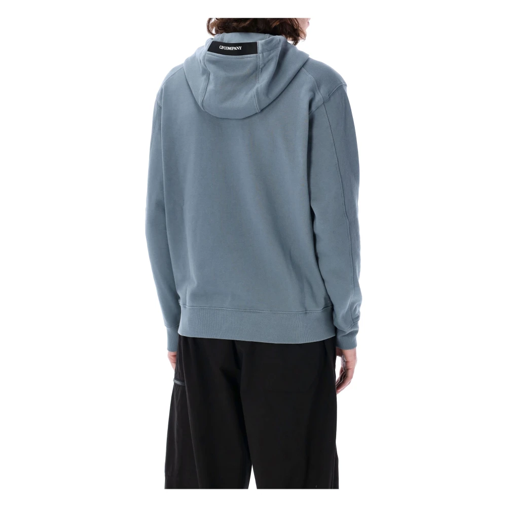 C.P. Company Diagonal Raised Fleece Hooded Sweatshirt Blue Heren