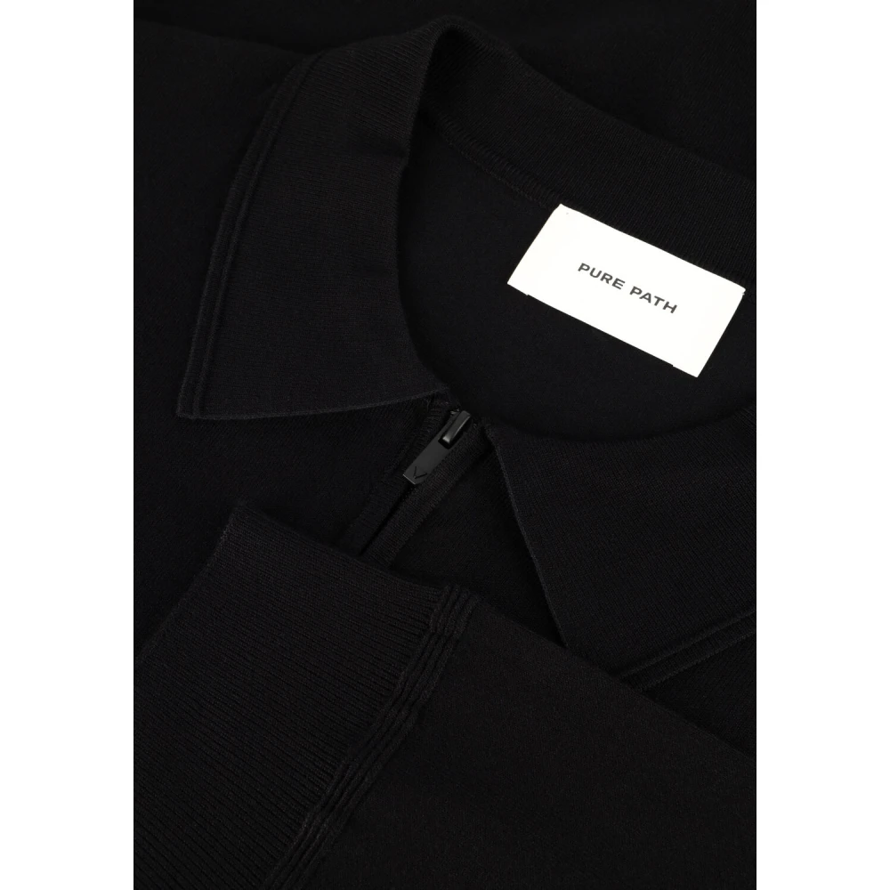 Pure Path Zwarte gebreide polo voor heren Black Heren