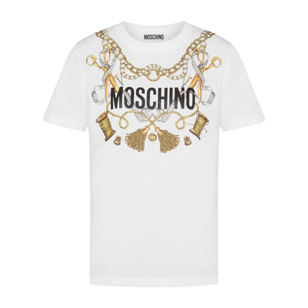 Moschino Vrouw Wit Bedrukt Katoenen Jersey T-Shirt