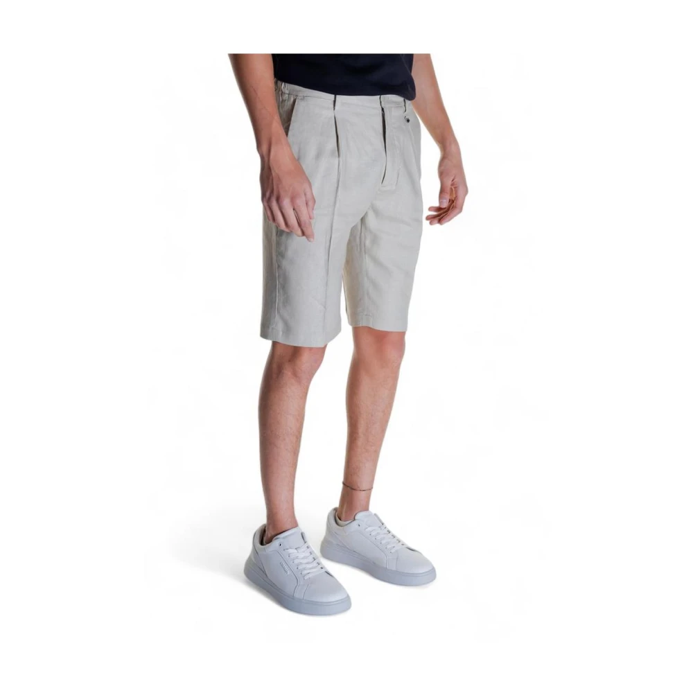 Antony Morato Beige Linnen Geplooide Shorts Gray Heren