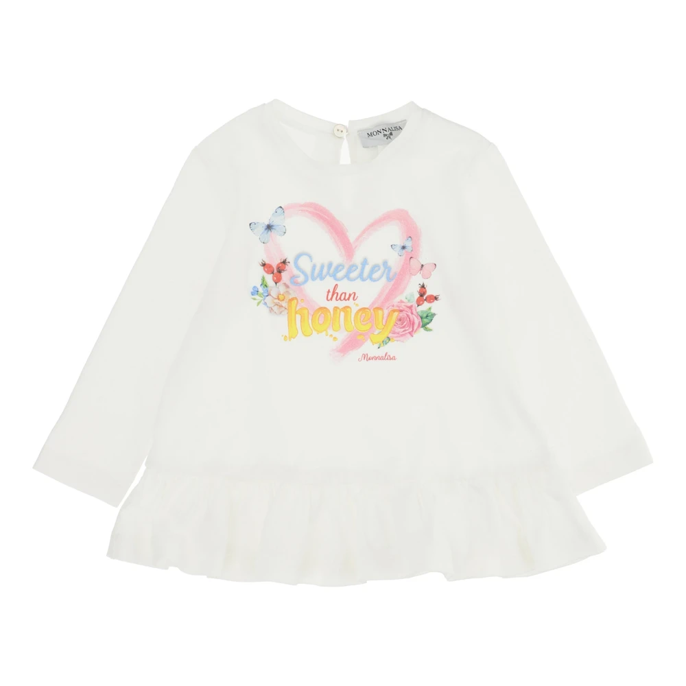 Monnalisa Girls White Kids Blouses, 2 Y, Maxi T-Shirt