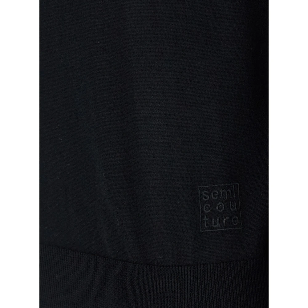 Semicouture Zwarte Wol Pullover Hoge Hals Sweater Black Dames