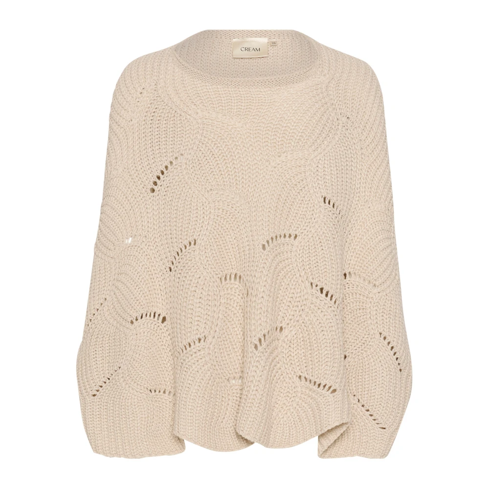 Cream Gebreide Poncho Haver Melange Beige Dames