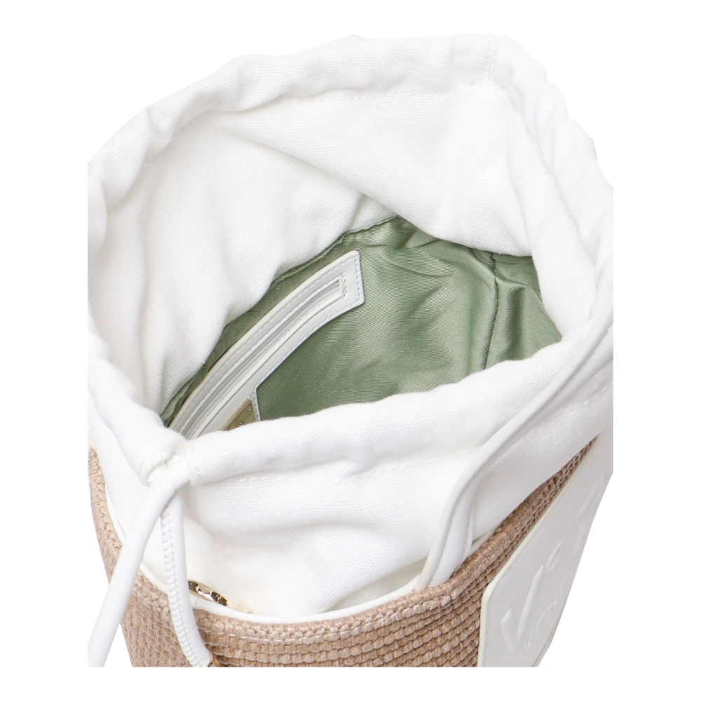 V73 Witte Stro Mand Tas met Trekkoordsluiting White Dames