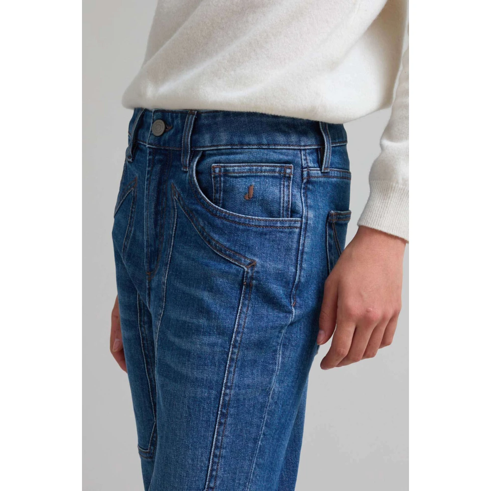 Jeckerson Jaylin 5-pocket slim fit broek met patch Blue Dames