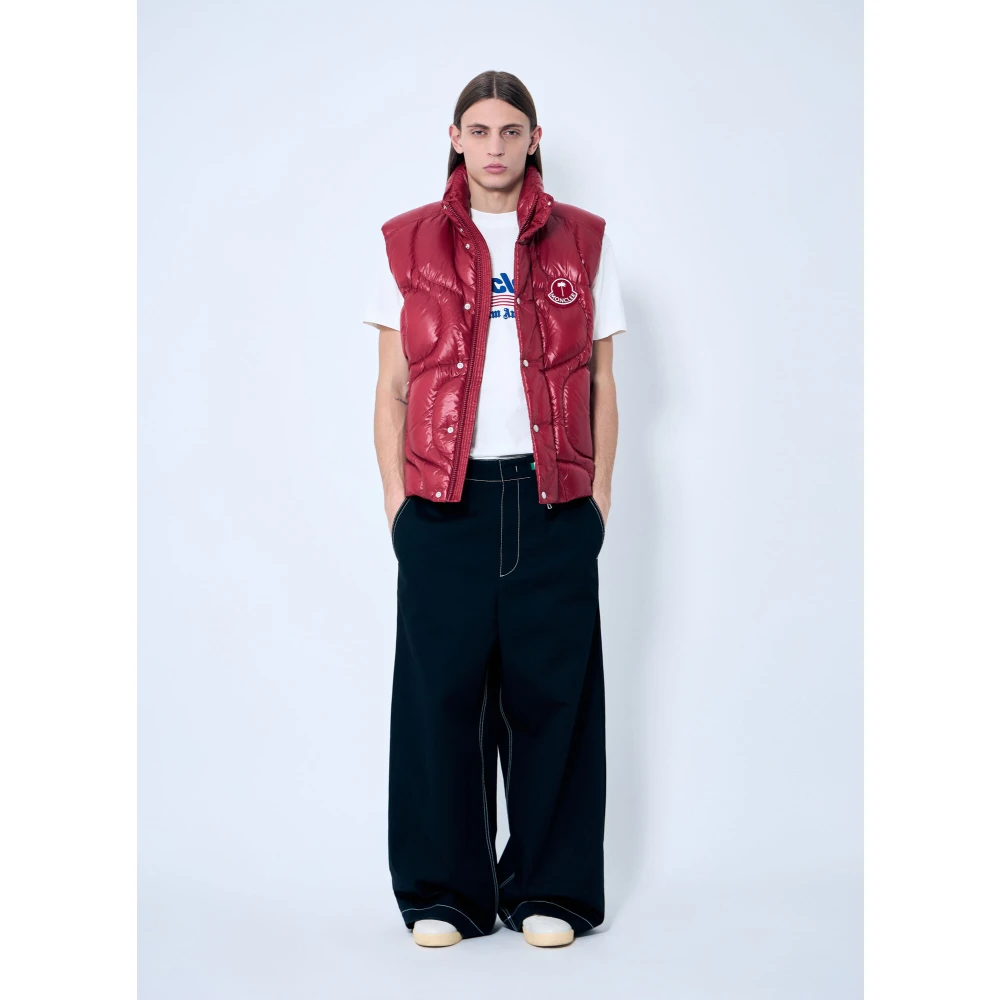 Moncler Hoge Taille Wide-Leg Broek met Logo Borduursel Black Heren