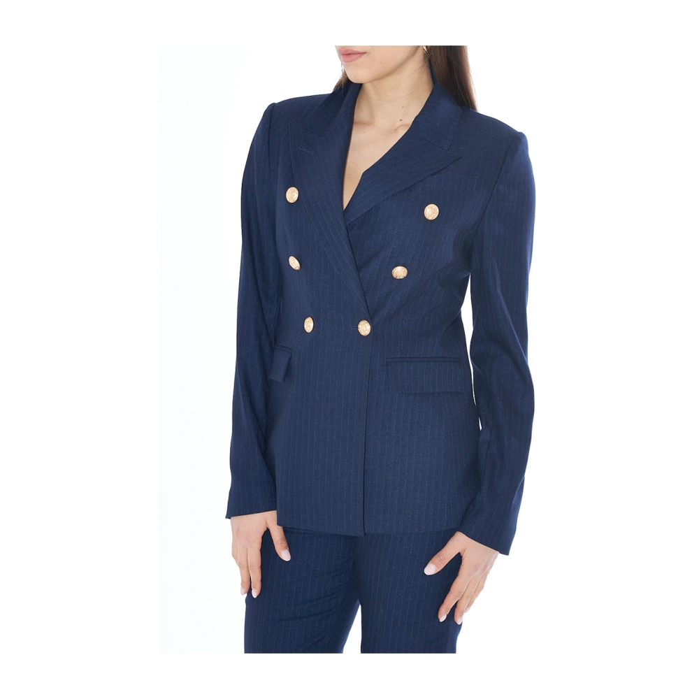 YES ZEE Blauwe Dames Blazer Dubbel-Breasted Design Blue Dames