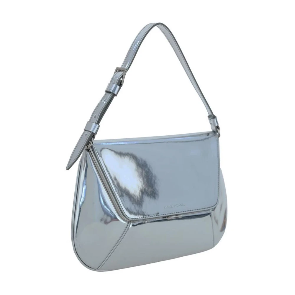 Amina Muaddi Geometrische Kalfsleren Handtas met Verstelbaar Handvat Gray Dames