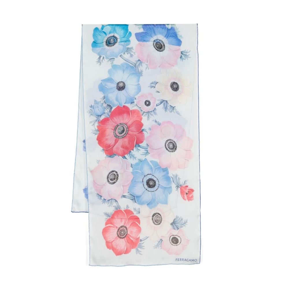 Salvatore Ferragamo Anemoonprint Zijden Sjaal Multicolor Dames