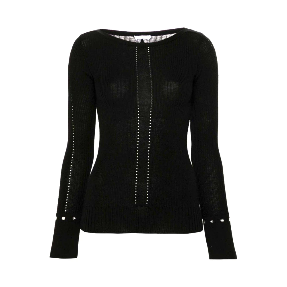 PATRIZIA PEPE Zwarte wollen ribtrui Black Dames