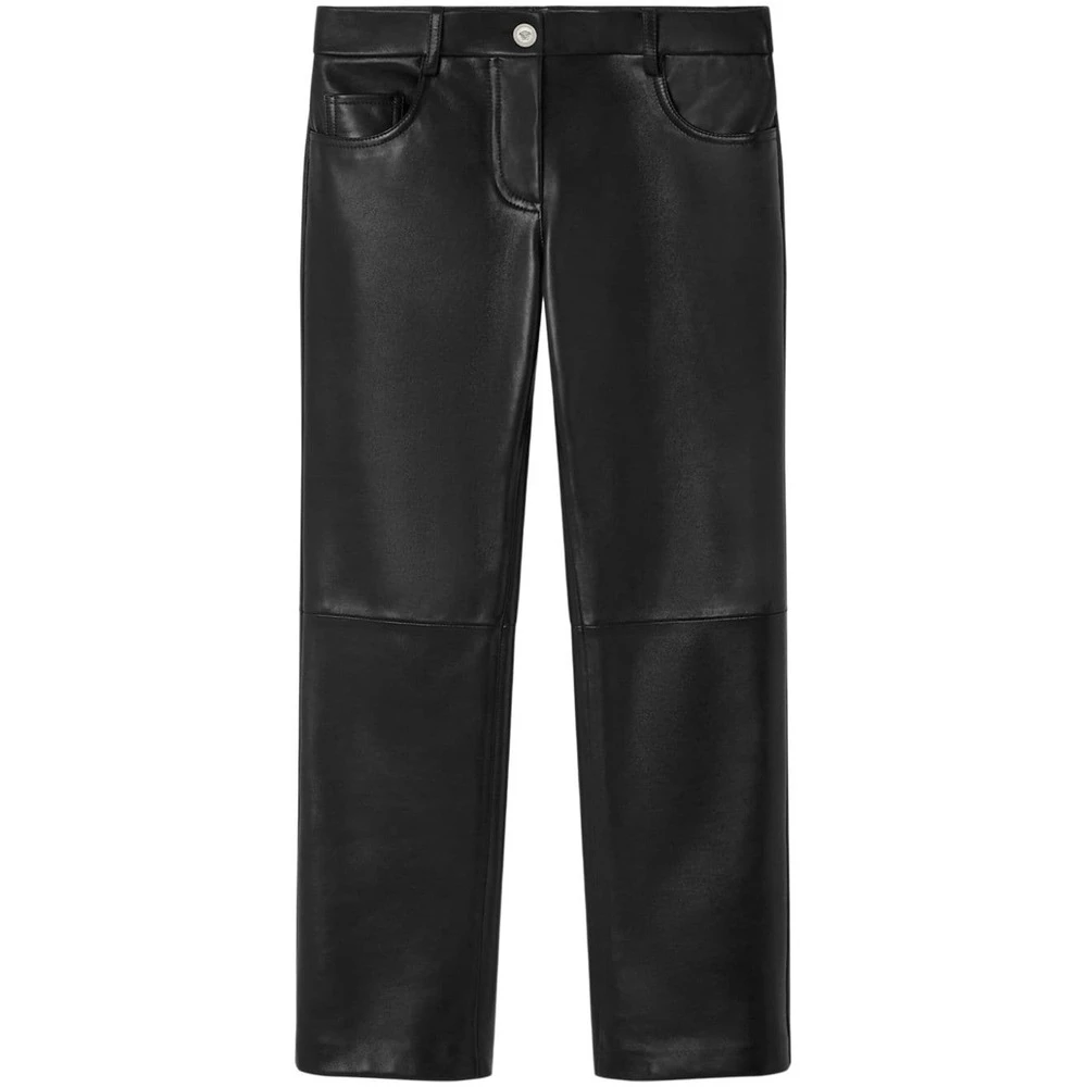 Versace Zwarte leren klassieke rechte jeans Black Dames