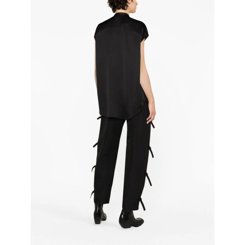 alexander mcqueen Zwarte Zijden Ruffle Shirt Black Dames