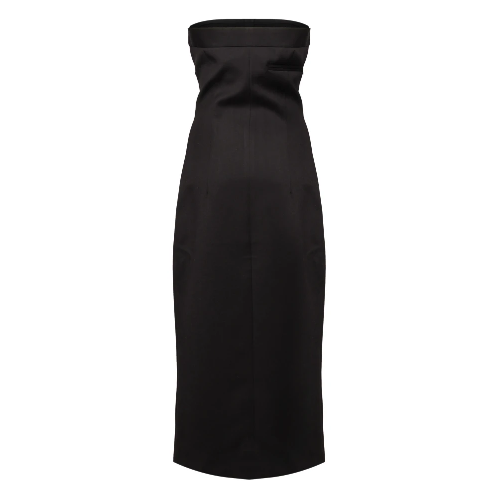 Nineminutes Zwarte Midi Jurk met Voorsplit Black Dames