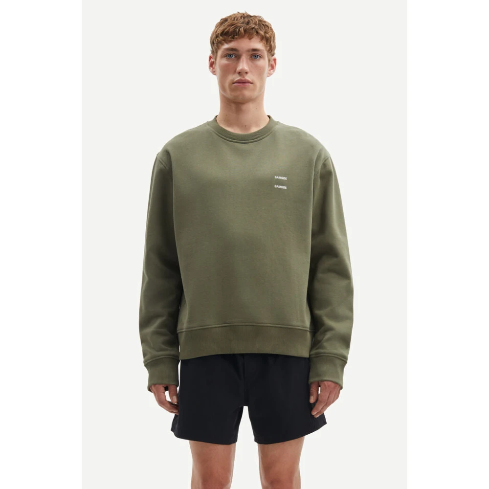 Samsøe Biologisch Katoen Crew Neck Sweatshirt Green Heren