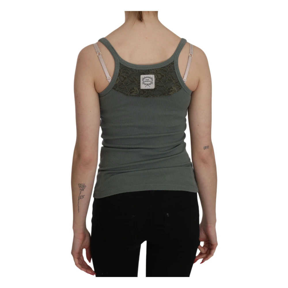 Pink Memories Groen Spaghetti Strap Tank Top Green Dames