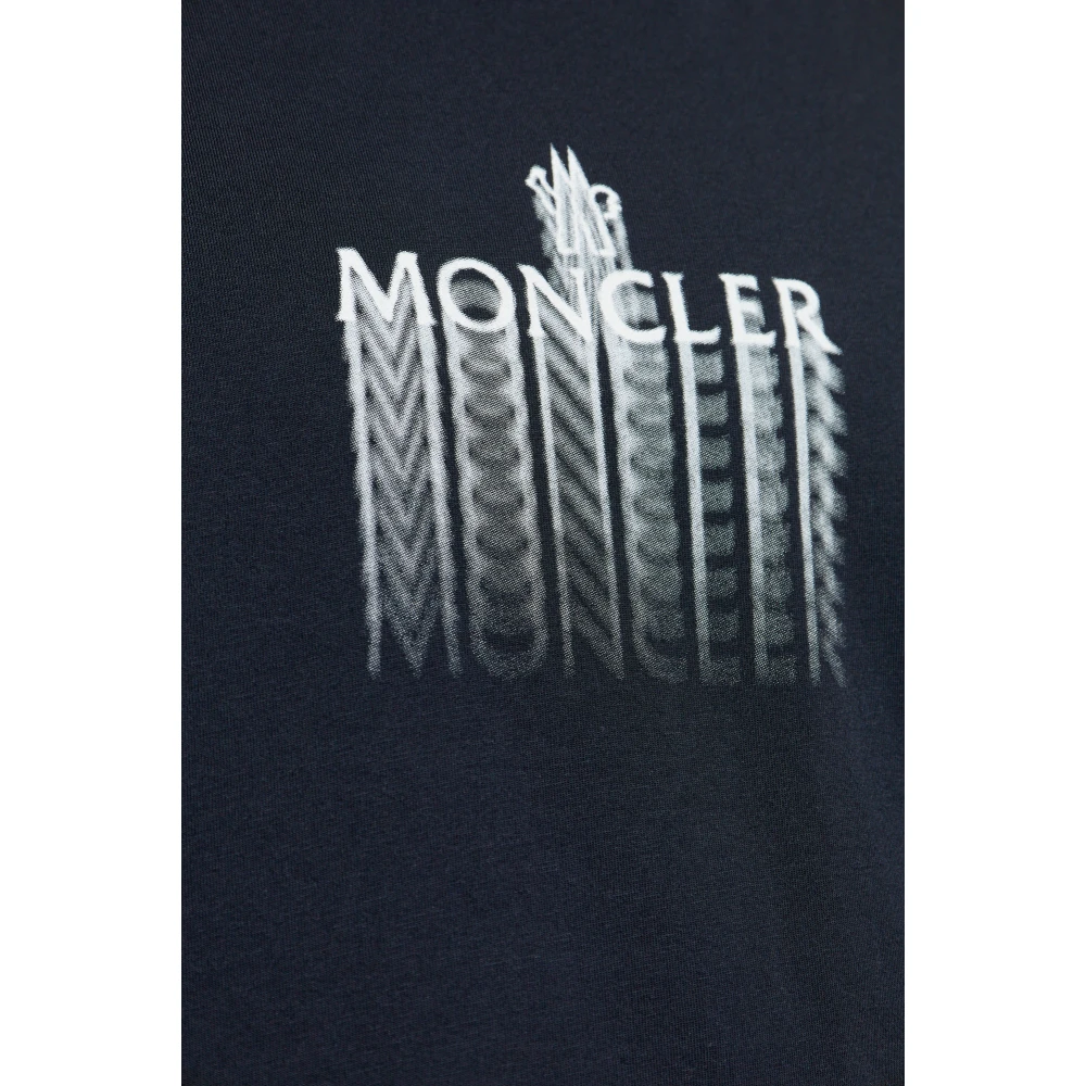 Moncler T-shirt met bedrukt logo Blue Heren