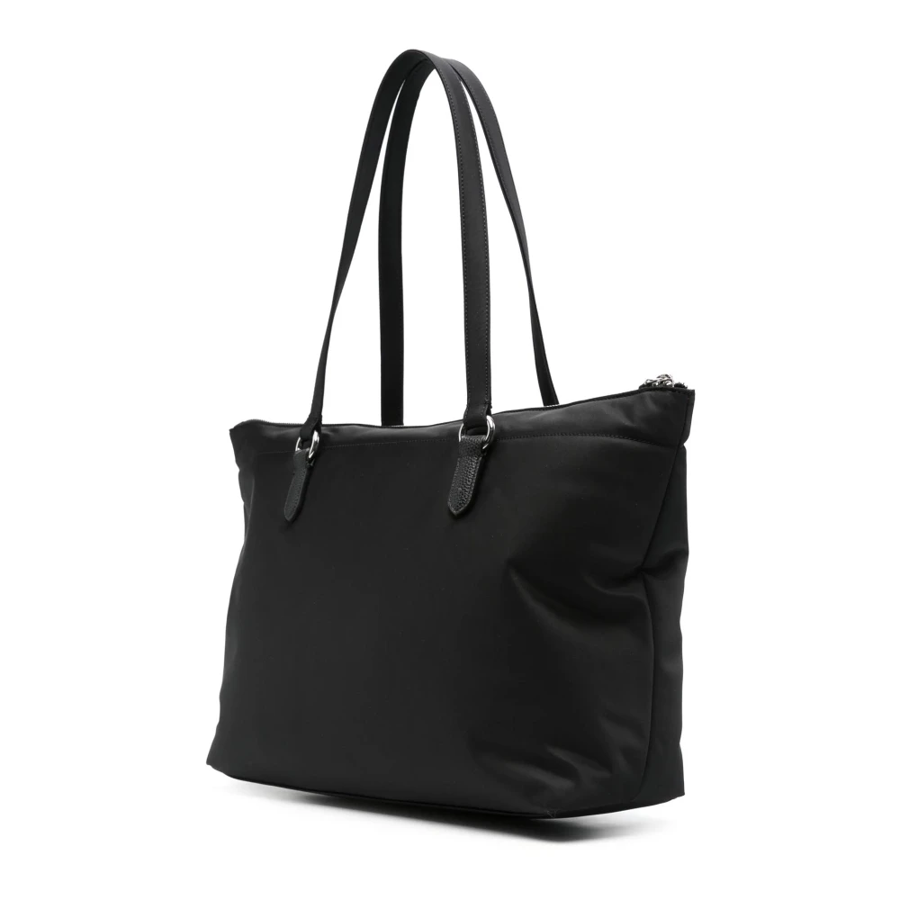 Emporio Armani Zwarte Nylon Adelaar Plaque Rits Tas Black Dames