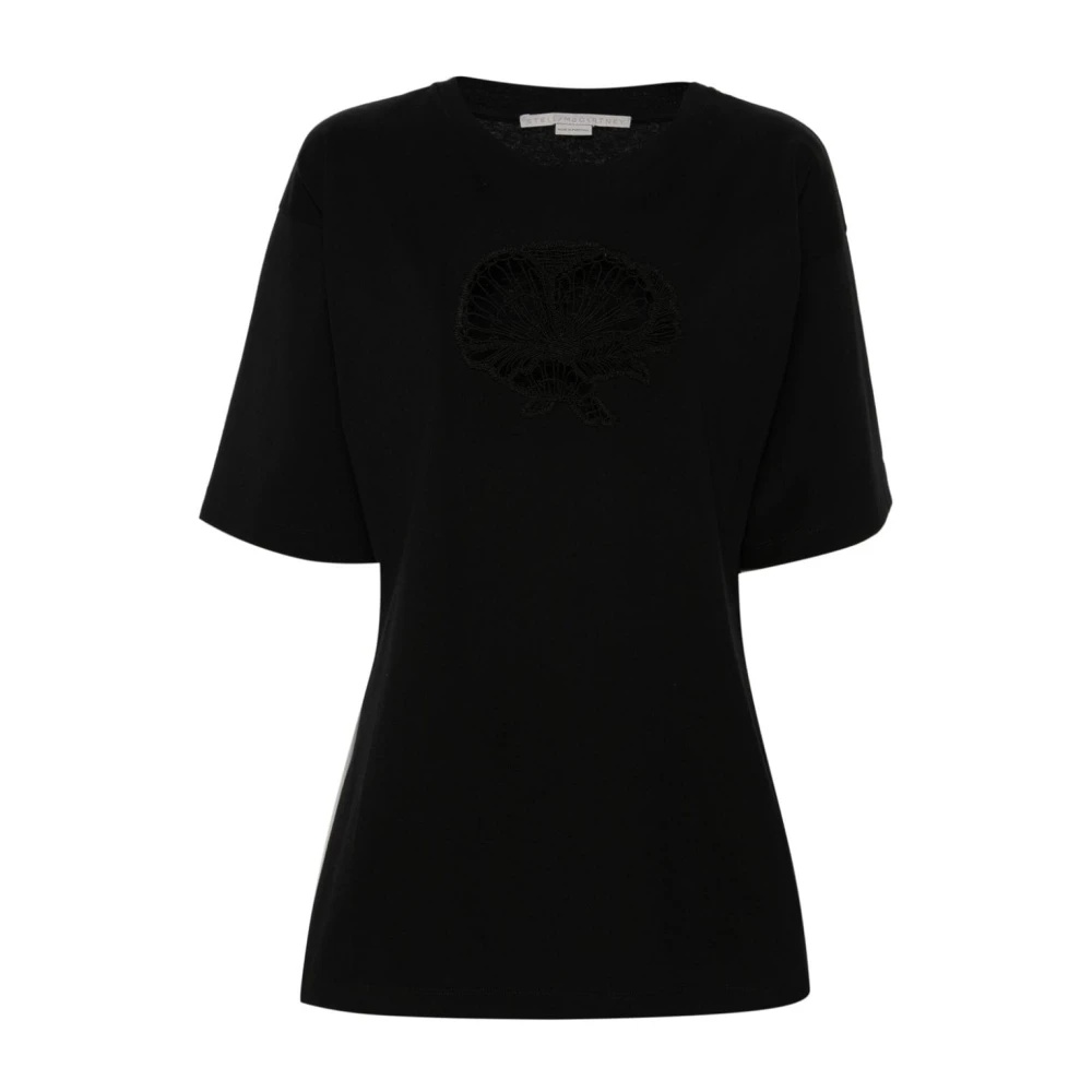 Stella Mccartney Zwart T-shirt met kantdetail Black Dames