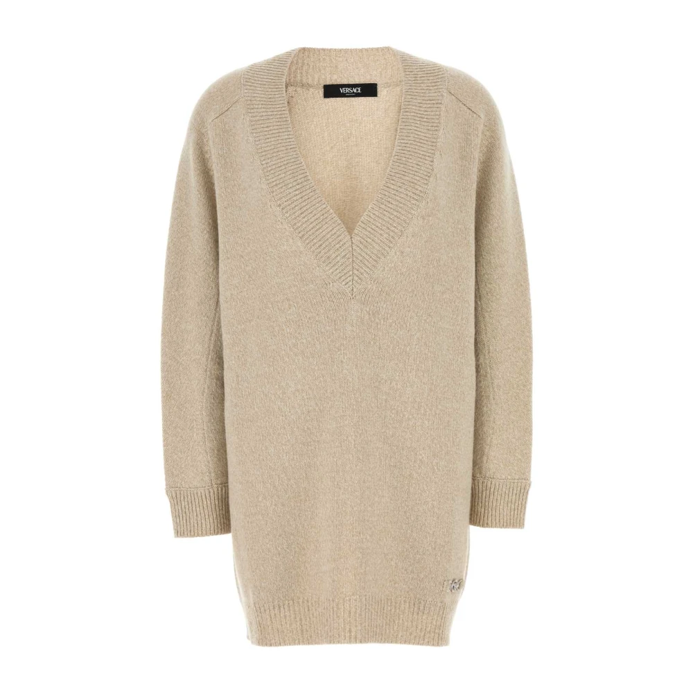 Versace Beige Wollen Blend Sweater Jurk Beige Dames