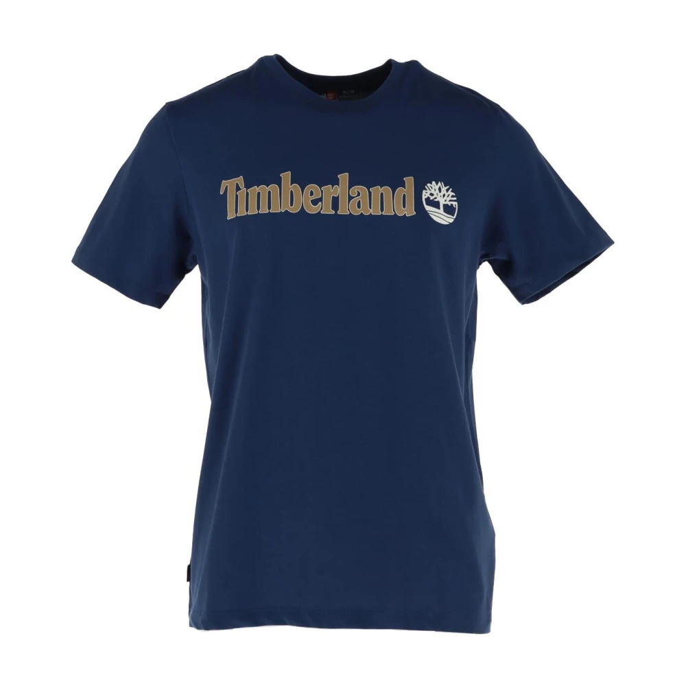 Timberland Men's Blue Printed Round Neck Short Sleeve T-Shirt - T-Shirts - S - Tops