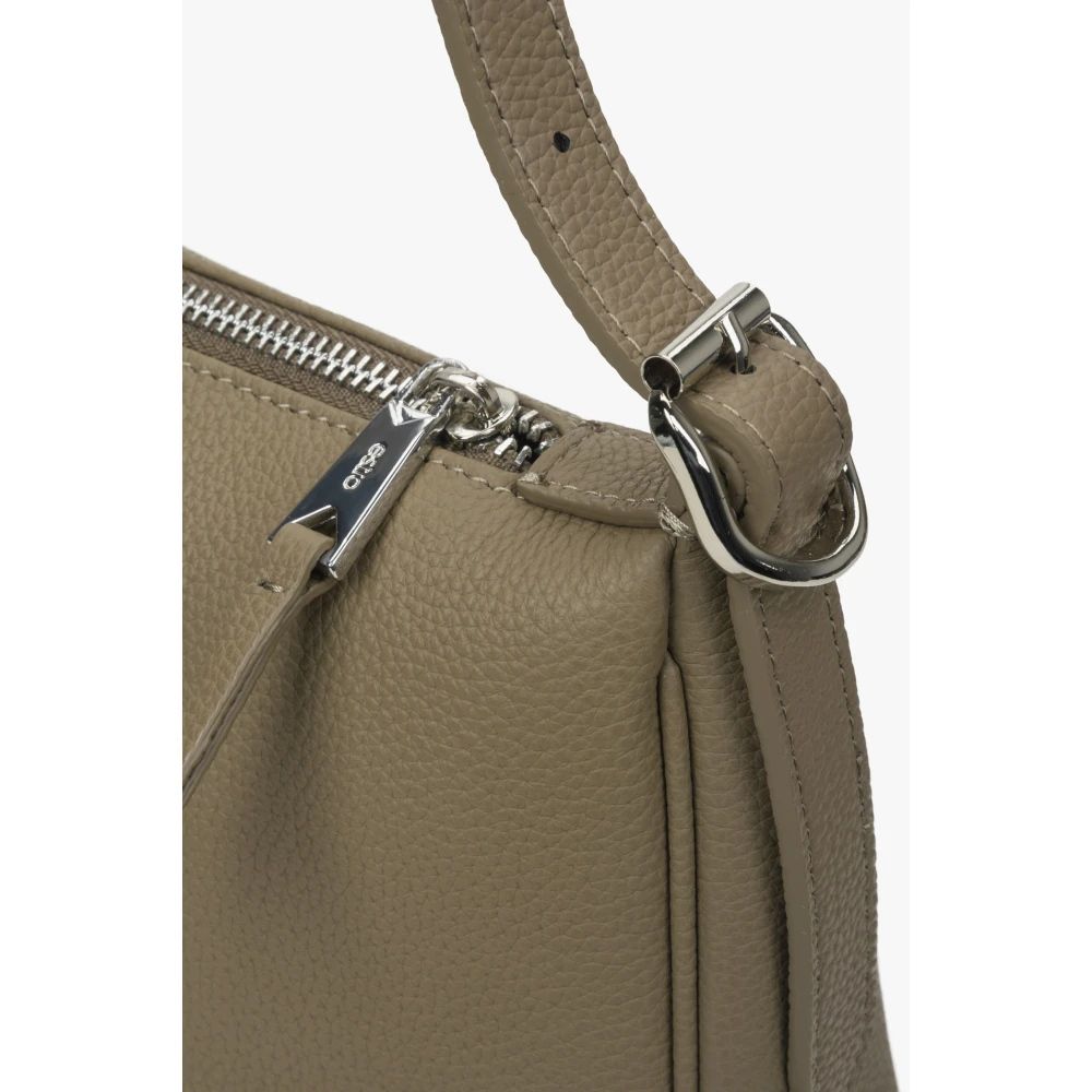 Estro Dames Grijs & Bruin Schoudertas gemaakt van Echt Leer Er00114435 Brown Dames