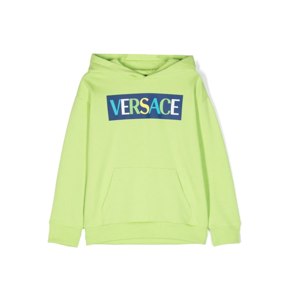 Versace Fluo Grön Bomull Pojke Hoodie Green, Pojke