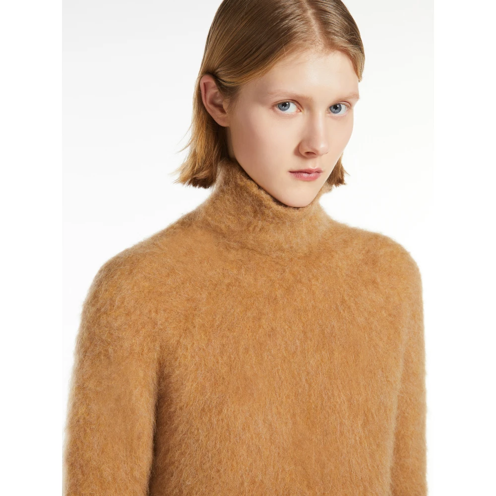 SPORTMAX Alpaca Blend Mock Neck Sweater Beige Dames