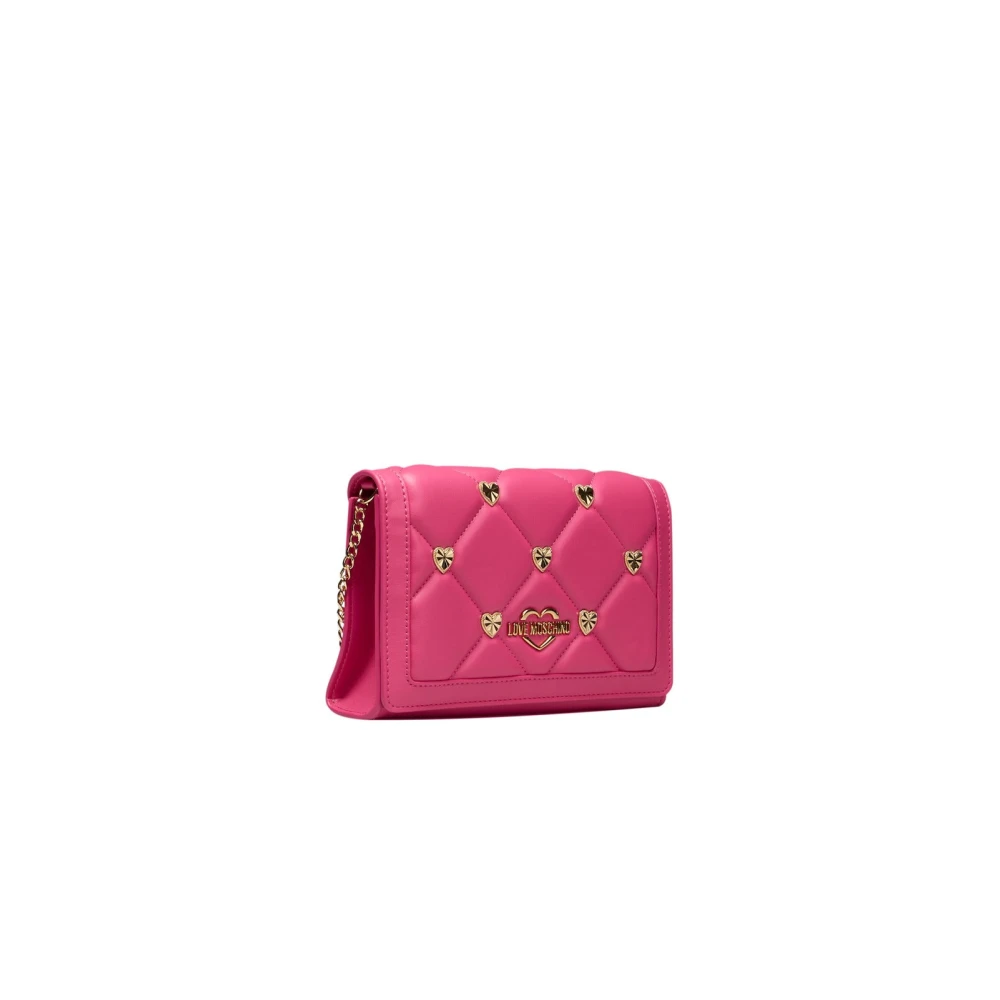 Love Moschino Crossbody Chain Tas met Logo Voorkant Pink Dames